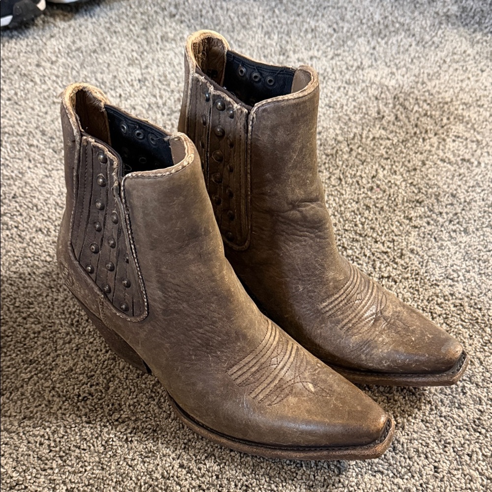 Ariat brown ankle boots with studded detail